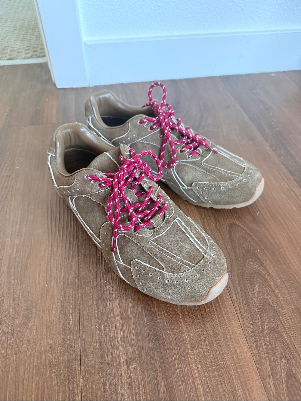 Jeffrey Campbell Brown Suede Sneakers with Red Laces